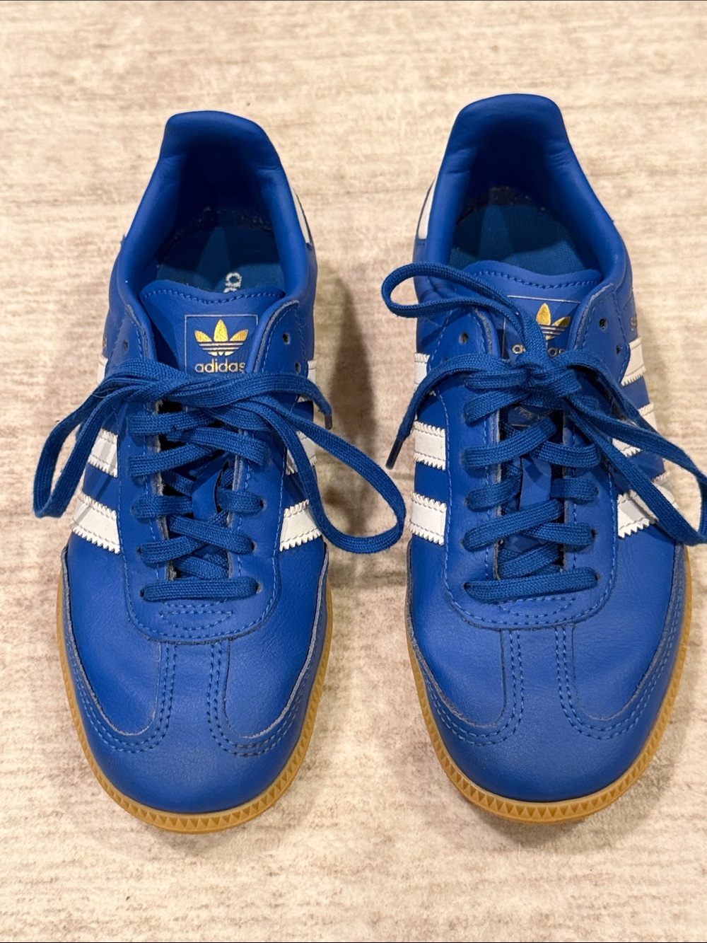 adidas samba youth size 4  Royal Blue Sneakers with White Stripes